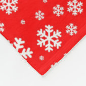 Couverture Polaire Flocons blancs sur motif hiver rouge (Coin)