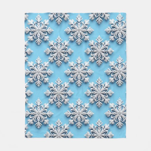 Couverture Polaire Flocons de neige 3d bleus (Devant)