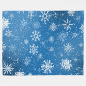 Couverture Polaire Flocons de Neige Bleus Classique Hiver Blanc (Devant (Horizontal))