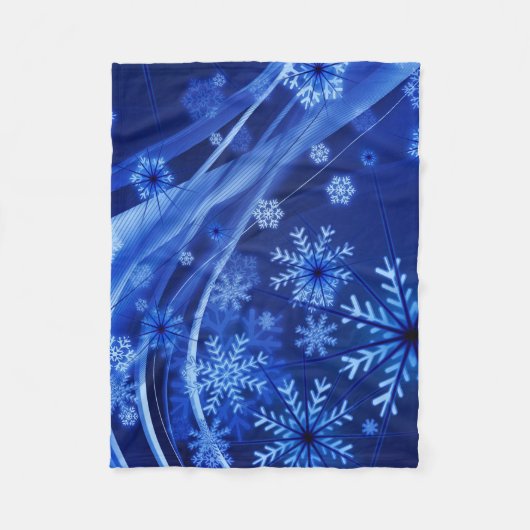 Couverture Polaire Flocons de neige bleus frais (Devant)