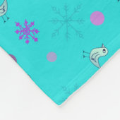 Couverture Polaire flocons de neige et oiseaux_aqua (Coin)