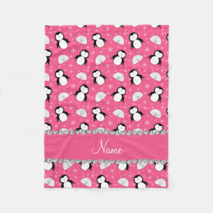 Couverture Polaire Flocons de neige roses nommés personnalisés