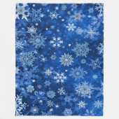 Couverture Polaire Flocons de Noël Bleus et Argent (Devant)