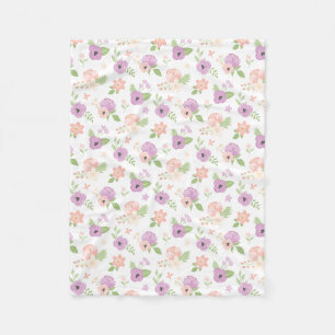 Couverture Polaire Floraison Rose Pourpre Teinte Verte Fleurie