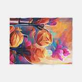 Couverture Polaire Floral Abstract Art Orange Red Blue Flowers (Devant (Horizontal))