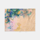 Couverture Polaire Floral Abstrait Beige Et Bleu Clair (Devant (Horizontal))