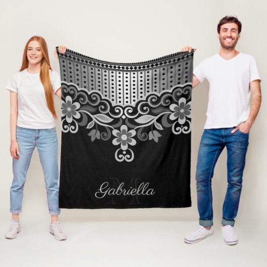 Couverture Polaire Floral Abstrait métallique (En situation)