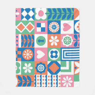 Couverture Polaire Floral Abstrait : Scandinave Folk Design.