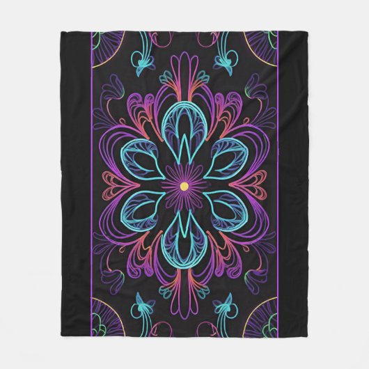 Couverture Polaire Floral Abstrait vibrant (Devant)