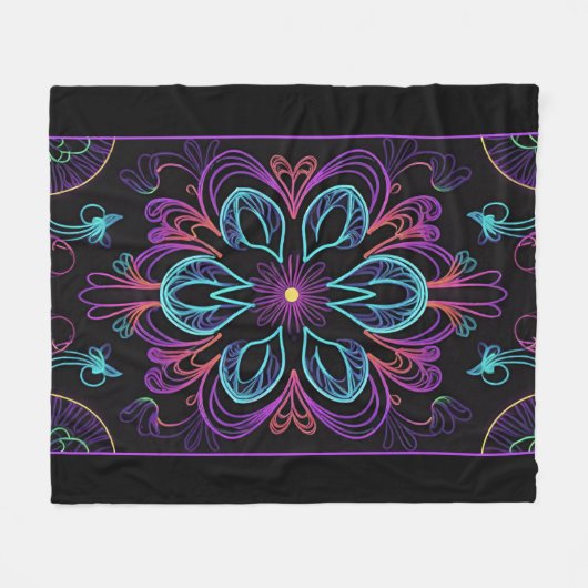 Couverture Polaire Floral Abstrait vibrant (Devant (Horizontal))