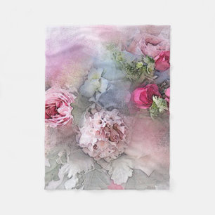 Couverture Polaire Floral Aquarelle Art Rose Fleurs Moderne tendance