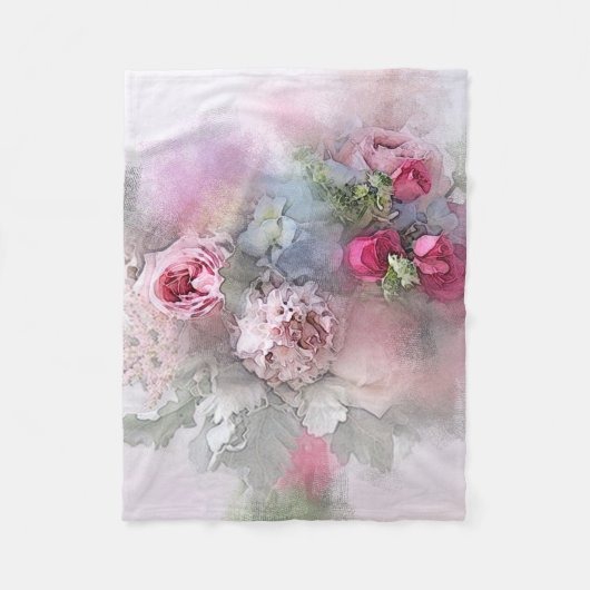 Couverture Polaire Floral Aquarelle Roses Fleurs Modèle moderne (Devant)