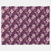 Couverture Polaire Floral asiatique d'or et de violet (Devant (Horizontal))