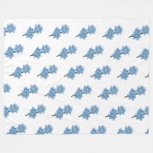 Couverture Polaire Floral blanc et bleu (Devant (Horizontal))