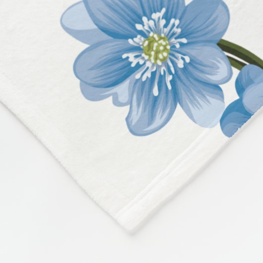 Couverture Polaire Floral blanc et bleu (Coin)