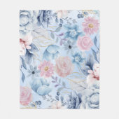 Couverture Polaire Floral Bleu Et Rose Marine (Devant)