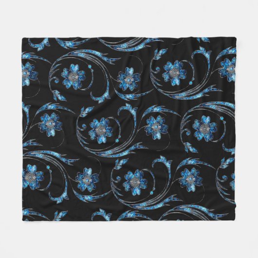 Couverture Polaire Floral bleu Shimmer 2 (Devant (Horizontal))