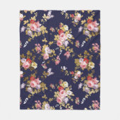 Couverture Polaire Floral boho bleu marine élégant (Devant)