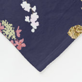 Couverture Polaire Floral boho bleu marine élégant (Coin)