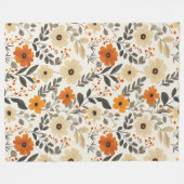 Couverture Polaire Floral Boho Motif tons chauds (Devant (Horizontal))