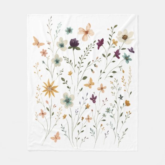 Couverture Polaire Floral & Butterfly, Whimsical Garden-Inspired (Devant)