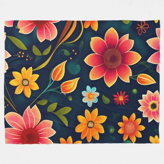 Couverture Polaire Floral coloré (Devant (Horizontal))