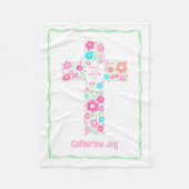 Couverture Polaire Floral Cross Baptism Baby Blanket Christening Gift (Devant)