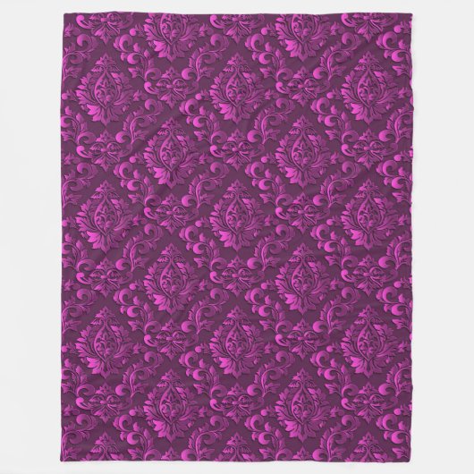 Couverture Polaire Floral de luxe rose Damask (Devant)