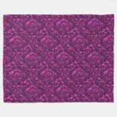 Couverture Polaire Floral de luxe rose Damask (Devant (Horizontal))