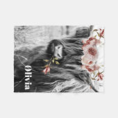Couverture Polaire Floral de vache de Highland | Western Cowgirl Nom (Devant (Horizontal))