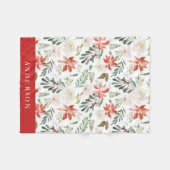 Couverture Polaire Floral d'hiver | Vacances personnalisées (Devant (Horizontal))