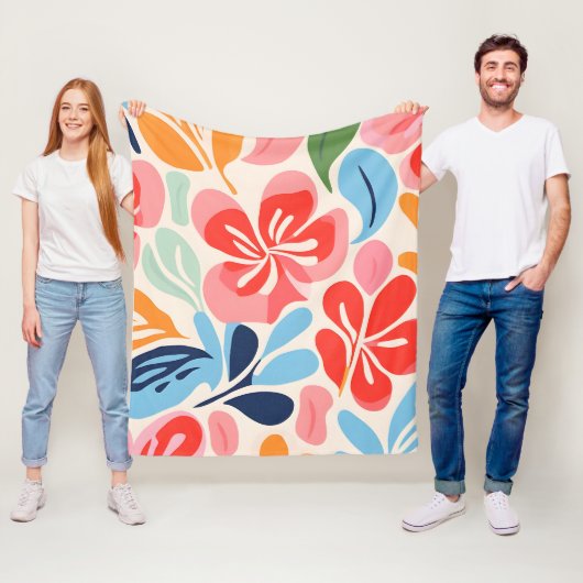 Couverture Polaire Floral d'inspiration Matisse (En situation)