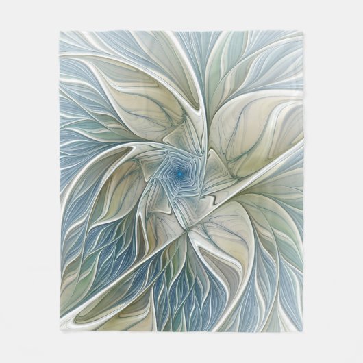 Couverture Polaire Floral Dream Motif Abstrait Blue Khaki Fractal (Devant)