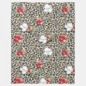 Couverture Polaire Floral Empreinte de léopard or (Devant)