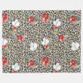 Couverture Polaire Floral Empreinte de léopard or (Devant (Horizontal))