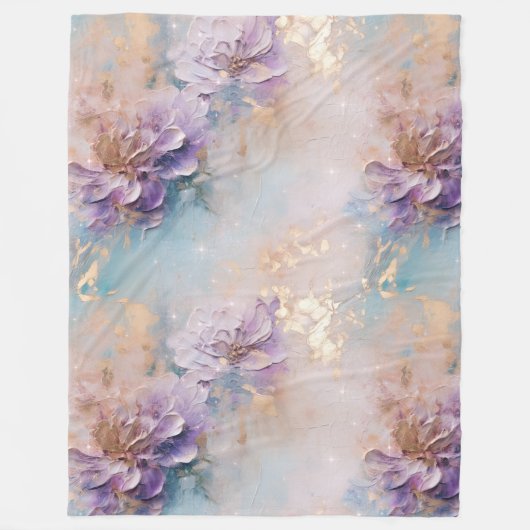 Couverture Polaire Floral féminin violet bleu et or (Devant)