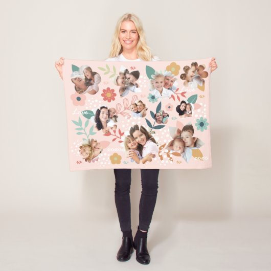 Couverture Polaire Floral Garden Flower Family Photo Frame Collage (En situation)