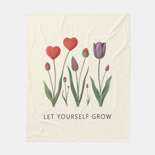 Couverture Polaire Floral Heart Tulips Let Yourself Grow Quote (Devant)