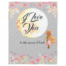 Floral "I Love You to the moon & back" Aquarelle