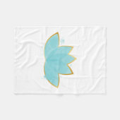 Couverture Polaire Floral Lotus Aquarelle Mer Bleu & Faux Or (Devant (Horizontal))