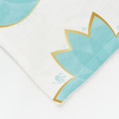 Couverture Polaire Floral Lotus Aquarelle Mer Bleu & Faux Or (Coin)