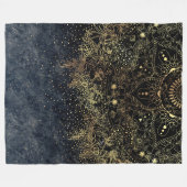 Couverture Polaire Floral Mandala or bleu (Devant (Horizontal))