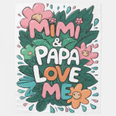 Couverture Polaire Floral Mimi et Papa m'aiment (Devant)