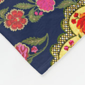 Couverture Polaire Floral moghole ethnique : Motif bleu sans voile (Coin)