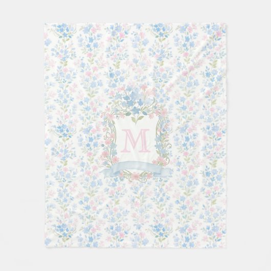 Couverture Polaire Floral Monogram Personalized Fleece Blanket (Devant)