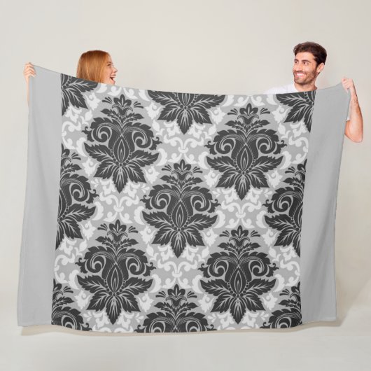 Couverture Polaire Floral noir-blanc (En situation)
