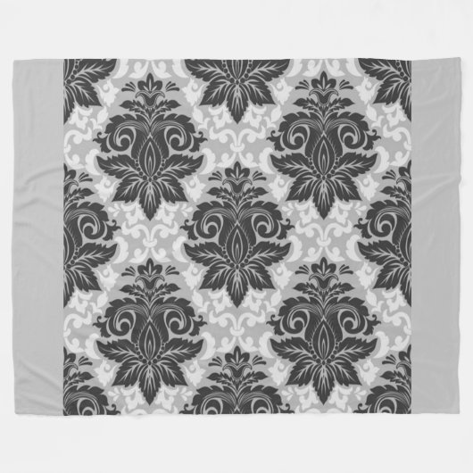 Couverture Polaire Floral noir-blanc (Devant (Horizontal))