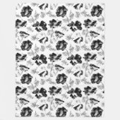 Couverture Polaire Floral, noir et blanc (Devant)