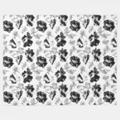 Couverture Polaire Floral, noir et blanc (Devant (Horizontal))