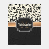 Couverture Polaire Floral noir et blanc (Devant)